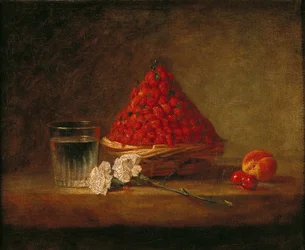 Kosár erdei szamócával, kb. 1761